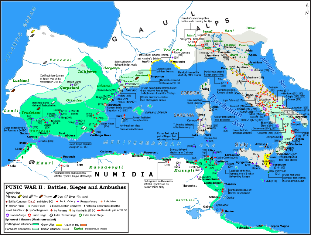 Batallas y asedios de la segunda guerra púnica