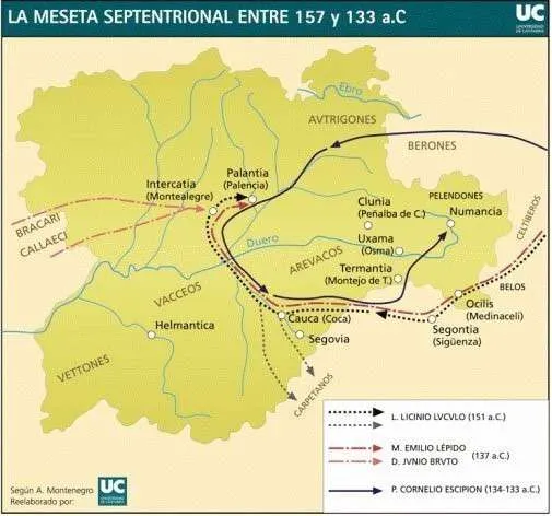 Movimientos romanos en territorio celtibero por las guerras celtiberas