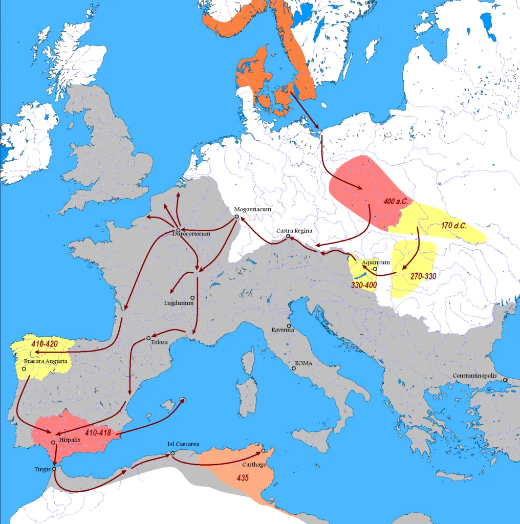 Mapa migración de los vándalos