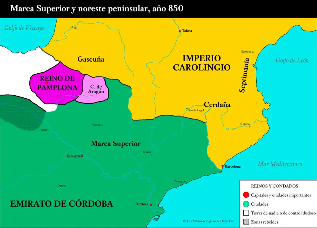 Marca Superior y noreste peninsular año 850