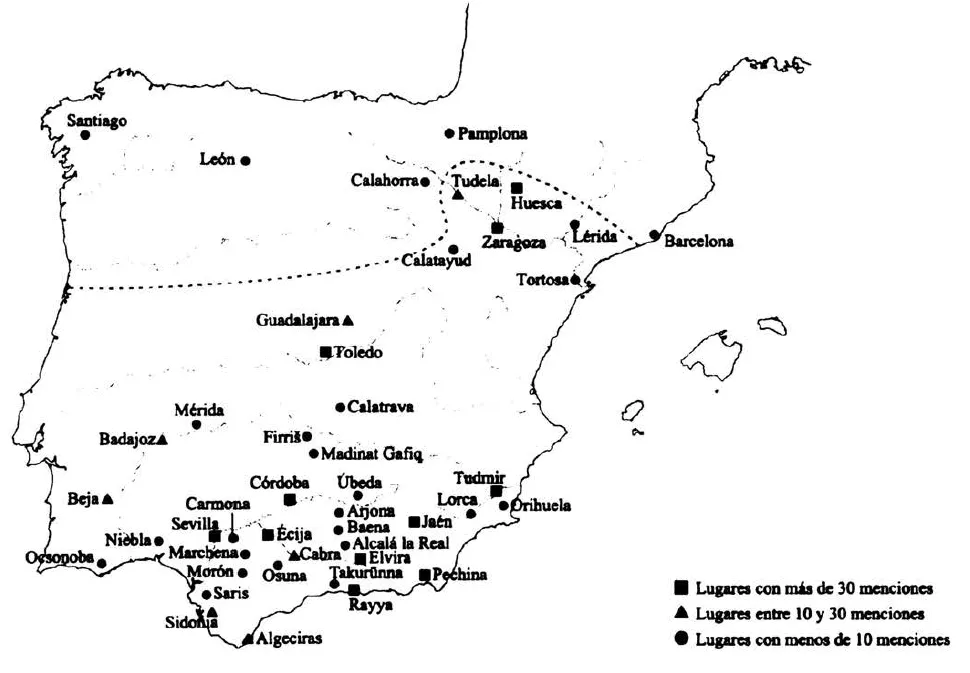 Menciones de ulemas según su procedencia en los diccionarios biográficos. Ayuda a hacernos una idea del grado de islamización, desarrollo y peso demográfico de cada zona, por Eduardo Manzano Moreno
