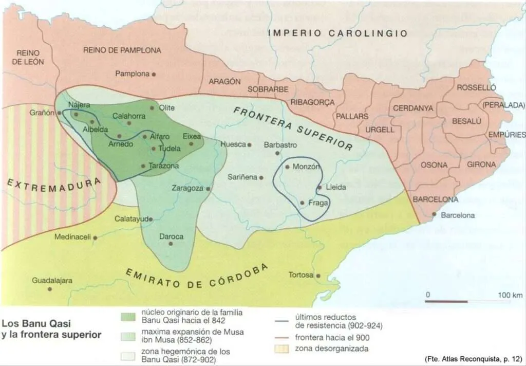 Dominios de los Banu Qasi en su época hegemónica