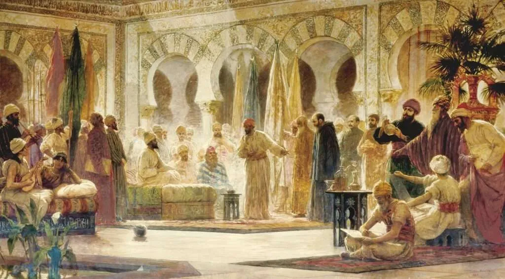 La corte de Abd al-Rahman III (1885), por Dionís Baixeras i Verdaguer