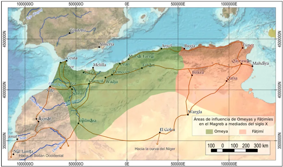 Áreas de influencia omeya y fatimí a mediados del siglo X, en el apogeo alcanzado por Abd al-Rahman III, por José Luis de Villar Iglesias