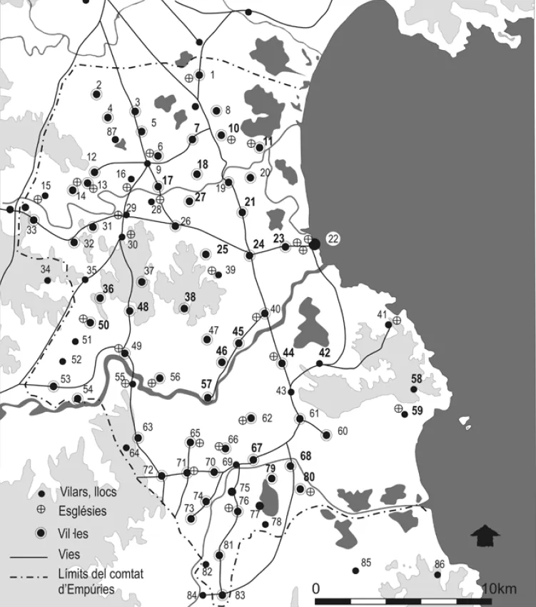 Aldeas e iglesias altomedievales documentadas del condado de Ampurias, por Eduard Canal et al.