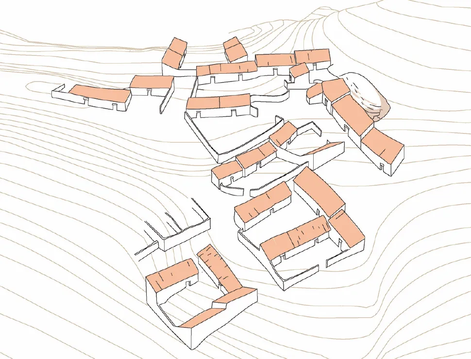 Alquería del Cerro del Castillo de Peñaflor (Jaén), ilustración de M. Salvatierra