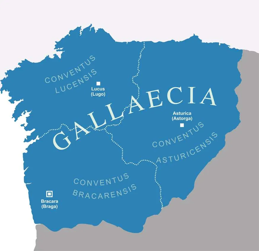 Mapa de la Gallaecia romana