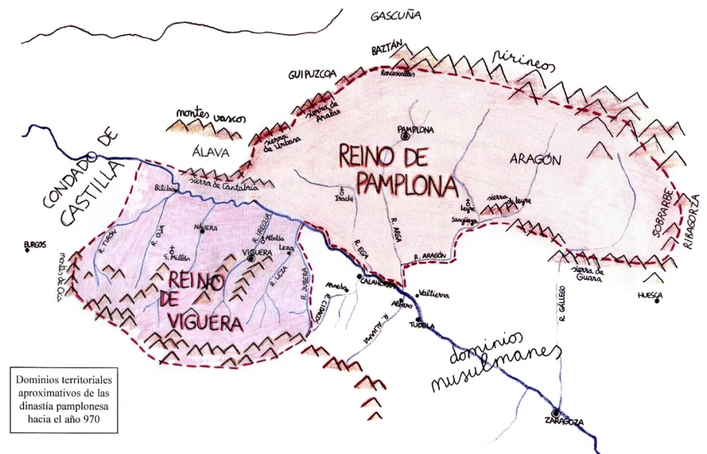Monarquía pamplonesa. La extensión del Reino de Viguera no es segura, seguramente no incluía Nájera