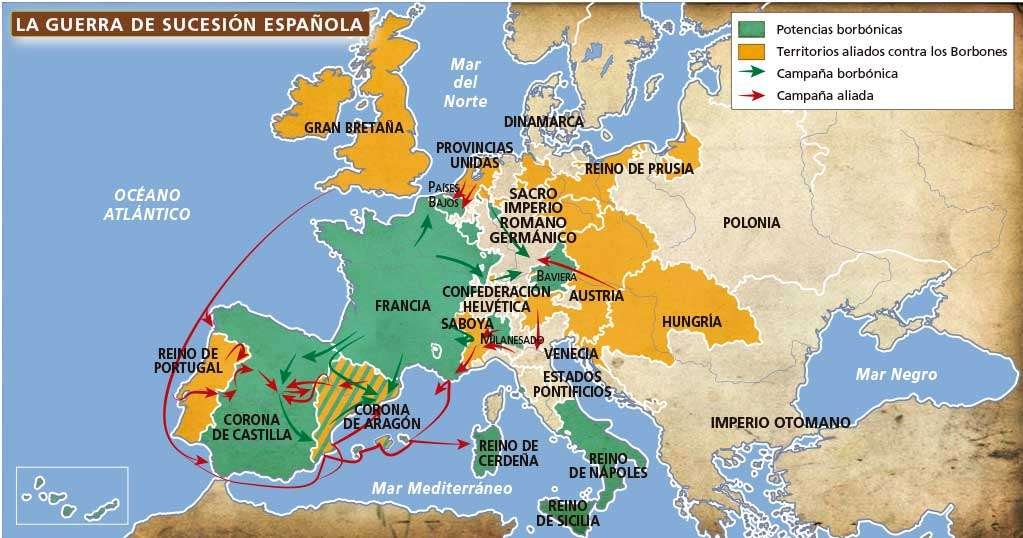 Potencias involucradas en la Guerra de Sucesión española