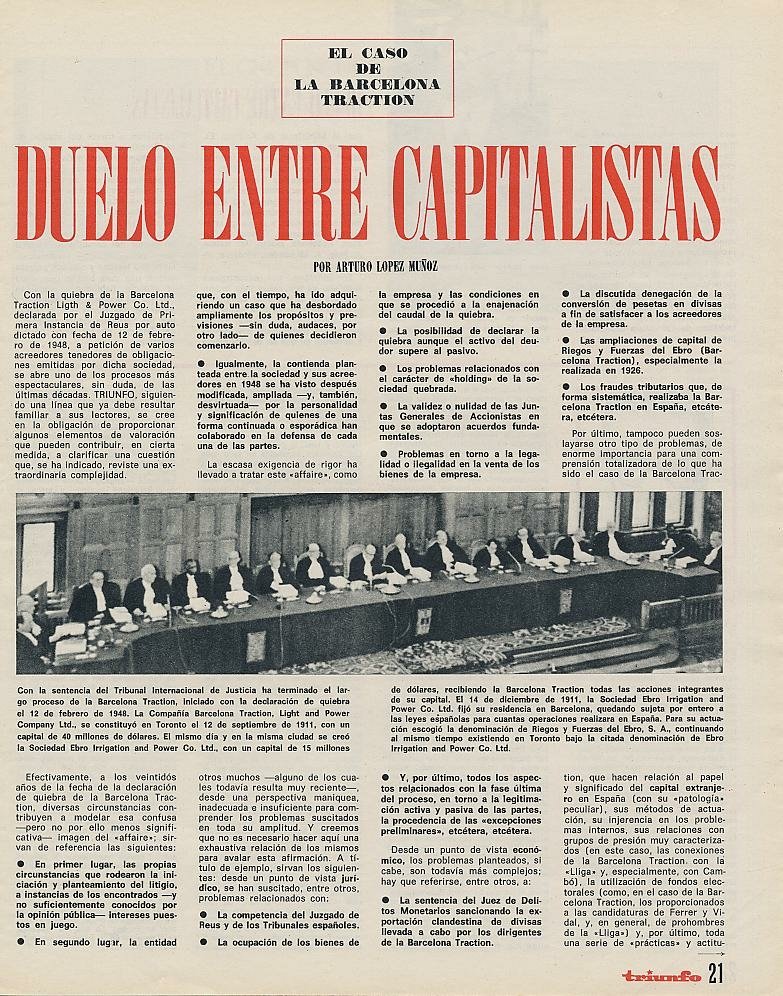 Caso Barcelona Traction. Revista Triunfo, 21 de febrero de 1970