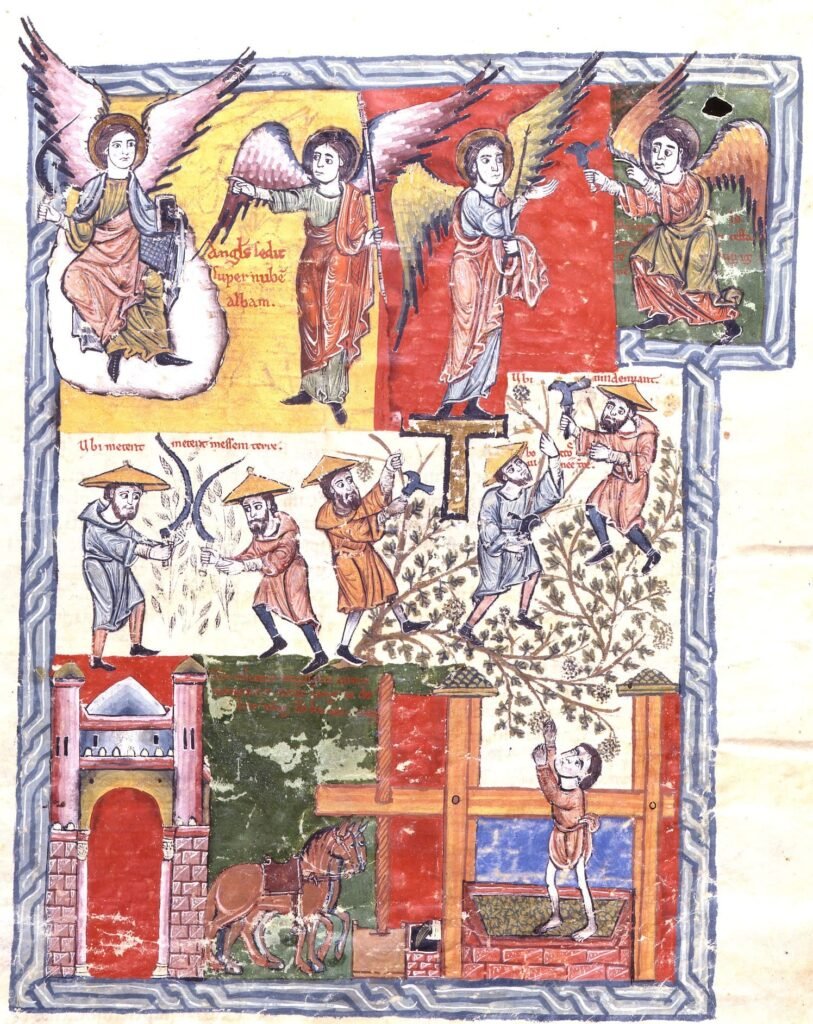 Beato de Huelgas (Toledo, c. 1220). Campesinos segando en la cosecha