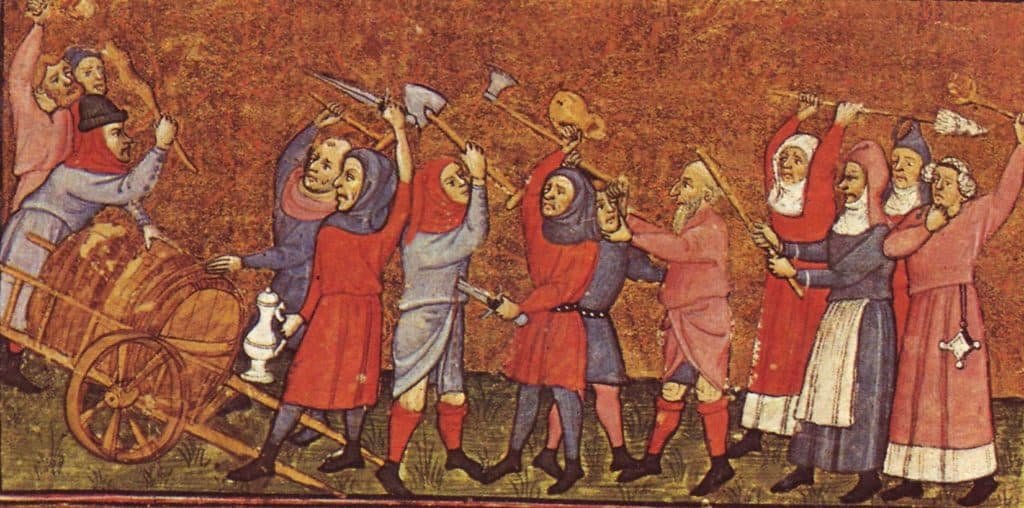 Jacquerie, revueltas campesinas en la Francia del siglo XIV. Ilustración de Jean Froissart
