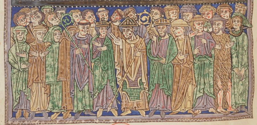 Beato de Arroyo (c. 1220). Pueblo cristiano con reyes, obispos, clérigos y el pueblo llano