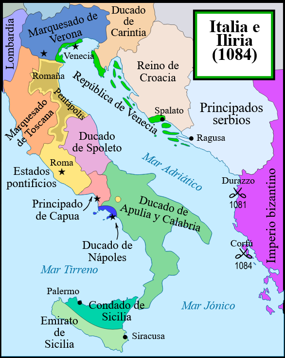 Italia e Iliria en 1084
