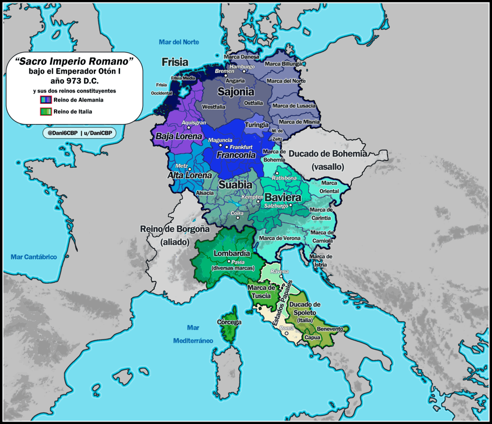 Sacro Imperio Romano Germánico de Otón I en 973, por Daniel López