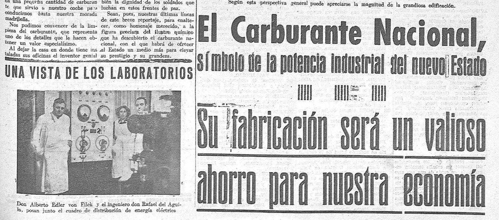 El carburante nacional. El Día de Palencia, 12 de marzo de 1940